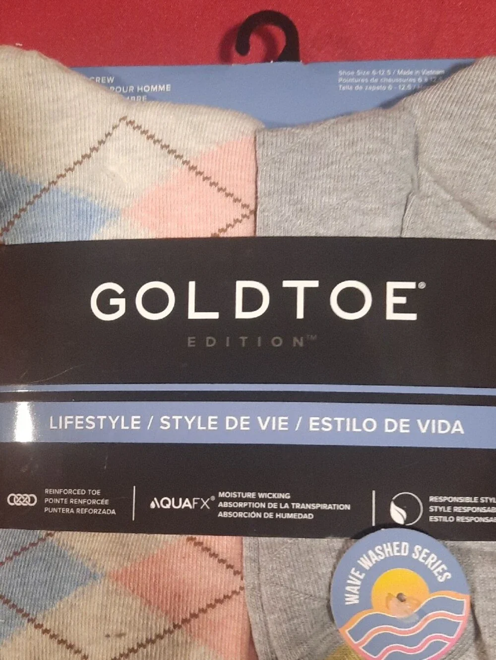 Gold Toe Edition Men's Argyle and Solid Lifestyle Crew Socks - Gray, Green Blue
